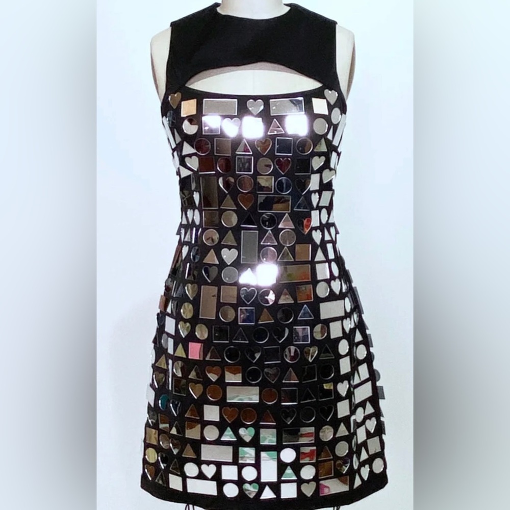 Mirror Embellishment Mini Dress